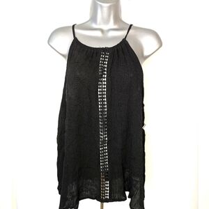 Ambiance Black Adjustable Spaghetti Strap Cami Blouse Top size Medium